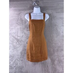 DISSH Dress Womens Size 8 Brown Linen Square Neck Sleeveless Mini Sundress